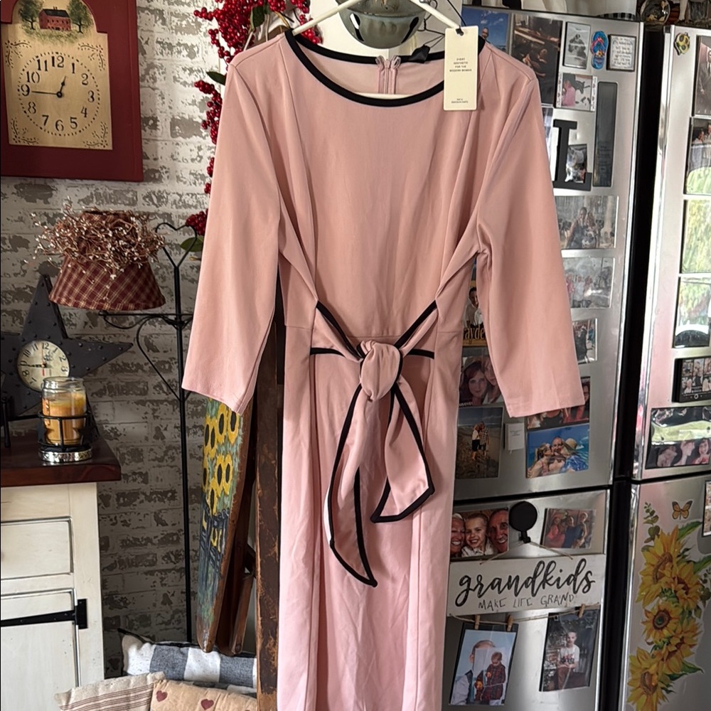 SHEIN Pink Tie Front A-line Dress